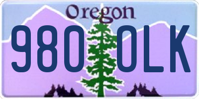 OR license plate 980OLK