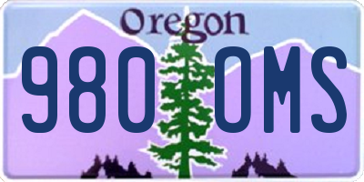 OR license plate 980OMS