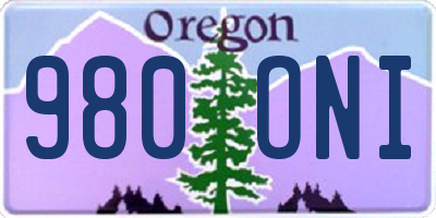 OR license plate 980ONI