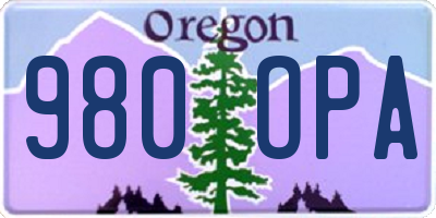 OR license plate 980OPA