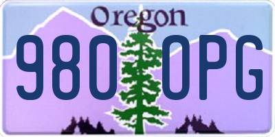 OR license plate 980OPG