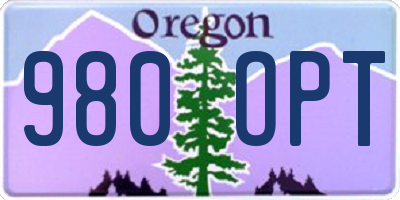 OR license plate 980OPT