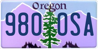 OR license plate 980OSA