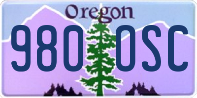 OR license plate 980OSC