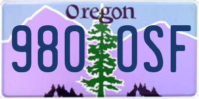 OR license plate 980OSF