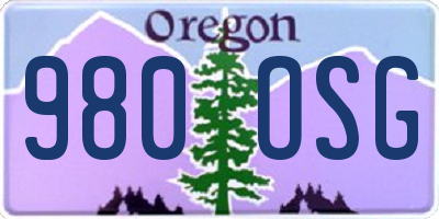 OR license plate 980OSG