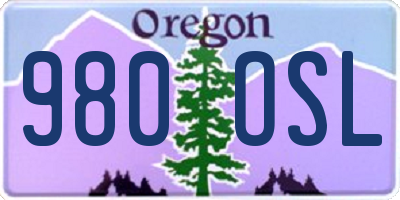 OR license plate 980OSL