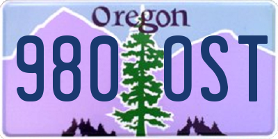 OR license plate 980OST