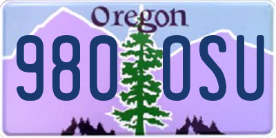 OR license plate 980OSU