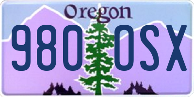 OR license plate 980OSX