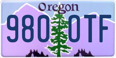 OR license plate 980OTF