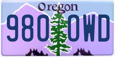 OR license plate 980OWD