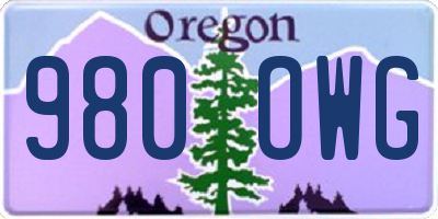 OR license plate 980OWG