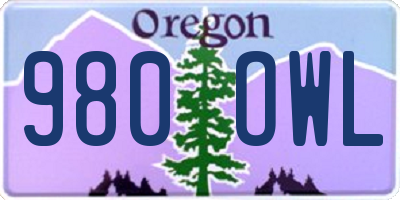 OR license plate 980OWL