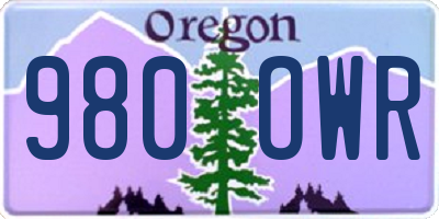 OR license plate 980OWR