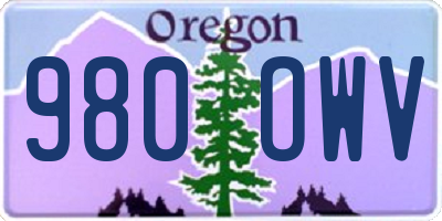 OR license plate 980OWV
