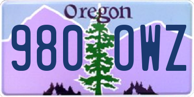 OR license plate 980OWZ