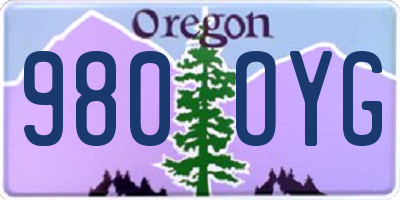 OR license plate 980OYG