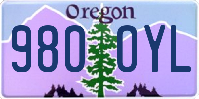 OR license plate 980OYL