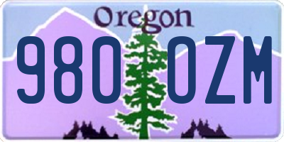 OR license plate 980OZM