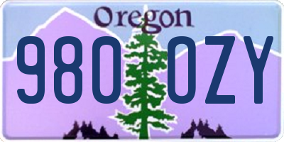 OR license plate 980OZY