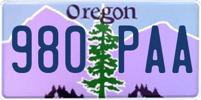 OR license plate 980PAA