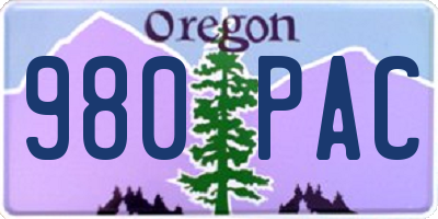 OR license plate 980PAC