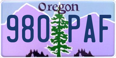 OR license plate 980PAF