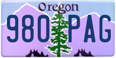 OR license plate 980PAG