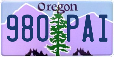 OR license plate 980PAI