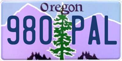 OR license plate 980PAL