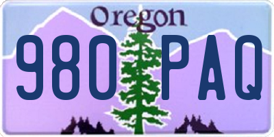 OR license plate 980PAQ