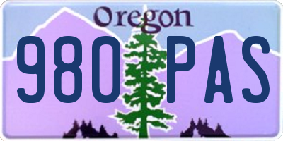 OR license plate 980PAS