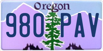 OR license plate 980PAV