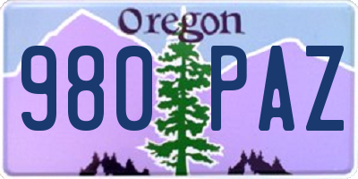 OR license plate 980PAZ