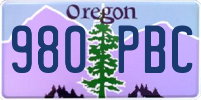 OR license plate 980PBC