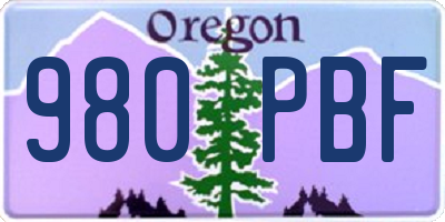 OR license plate 980PBF
