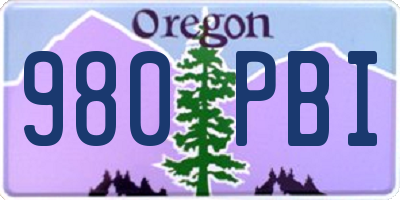 OR license plate 980PBI