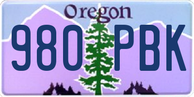 OR license plate 980PBK