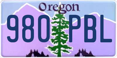 OR license plate 980PBL