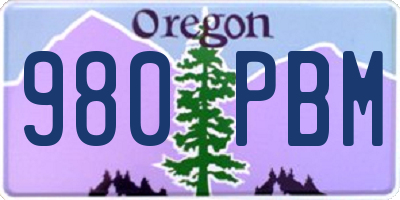 OR license plate 980PBM