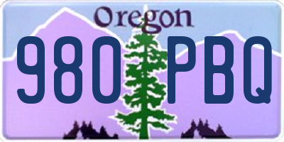 OR license plate 980PBQ