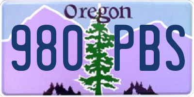 OR license plate 980PBS