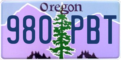 OR license plate 980PBT