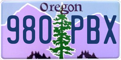 OR license plate 980PBX