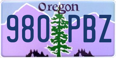 OR license plate 980PBZ