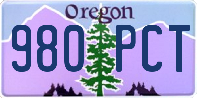 OR license plate 980PCT