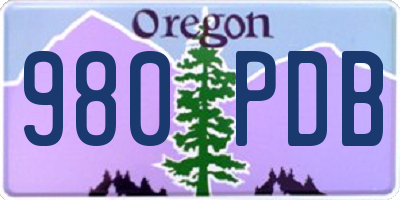 OR license plate 980PDB