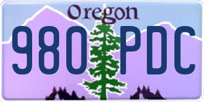 OR license plate 980PDC