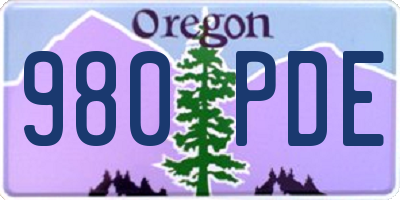 OR license plate 980PDE
